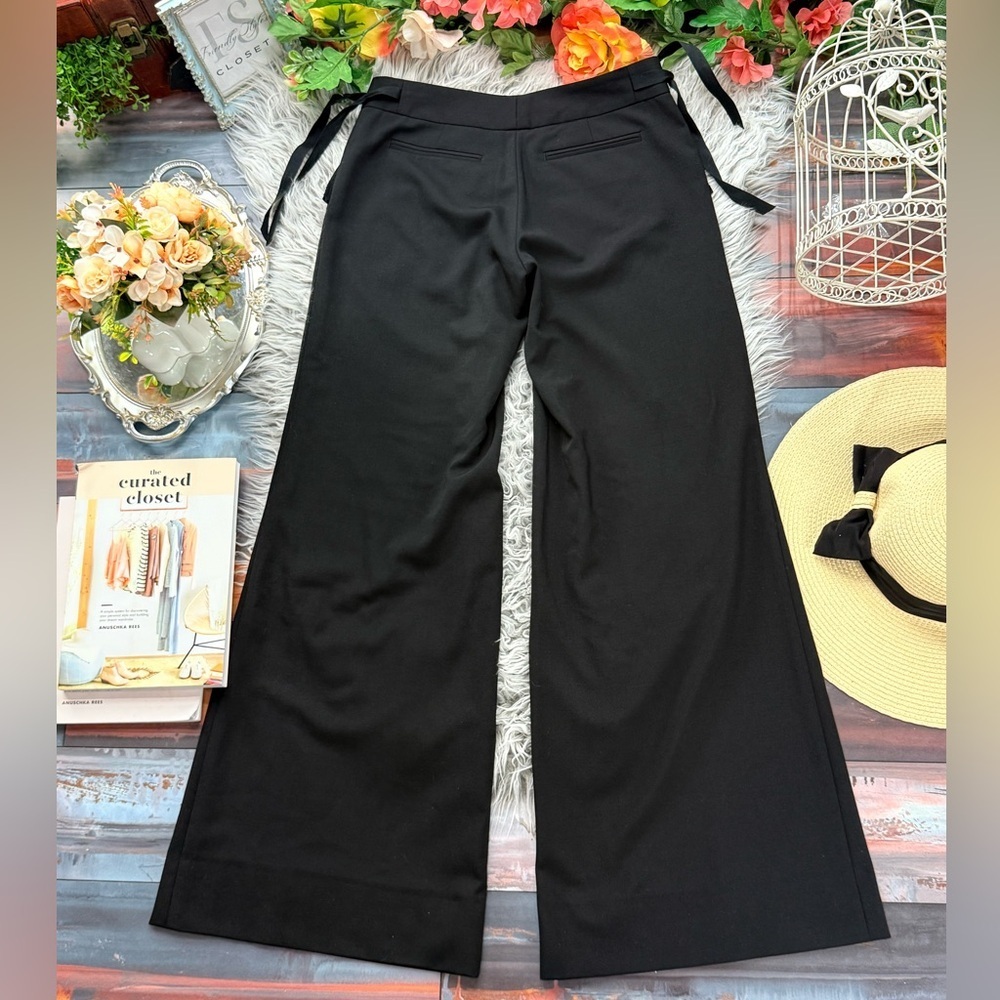 Rebecca Taylor Black Wide-Leg Tie Side Bow Trousers - Picture 4 of 13
